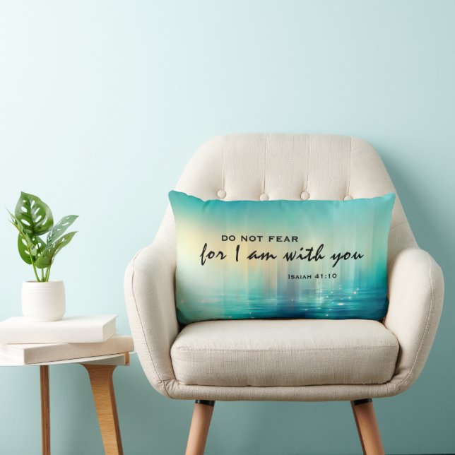 Coussin Rectangle Esaïe 41:10 Ne crains pas Bible Verse Bleu Abstrai (Chaise)