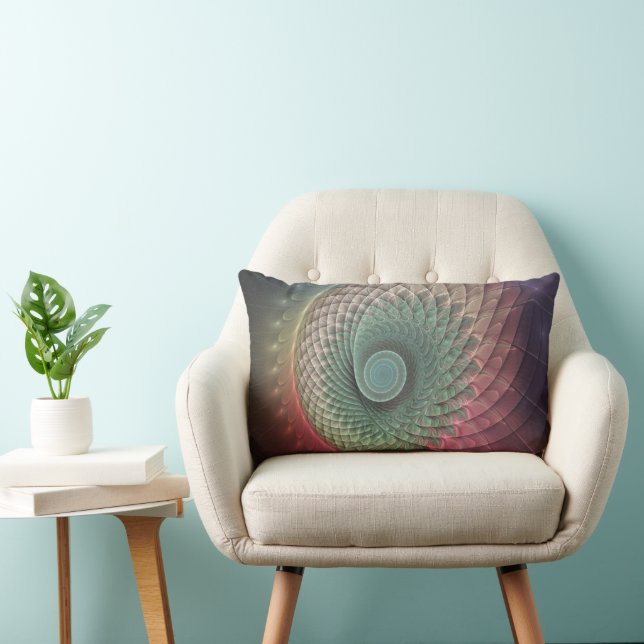 Coussin Rectangle Escargot Abstrait coloré Art moderne fractal (Chaise)