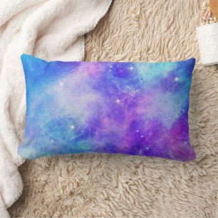 Coussin Rectangle Espace de galaxie violet et bleu Abstrait