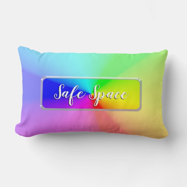 Coussin Rectangle Espace sécurisé LGBT Rainbow (Recto)