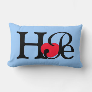 Coussin Rectangle Espoir Mot Rouge Cœur