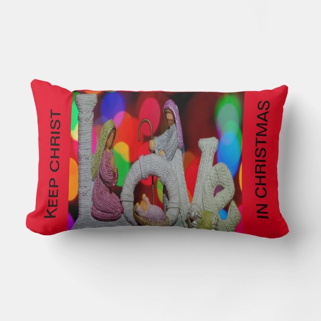 Coussin Rectangle Essence de Noël avec l'amour de la Crèche (Recto)