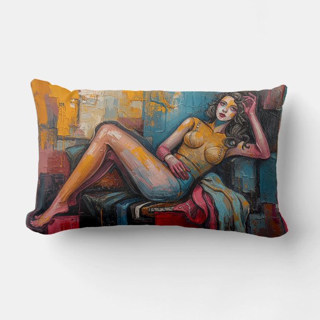 Coussin Rectangle « Est-ce que celle-ci fonctionne » – Portrait de J (Recto)