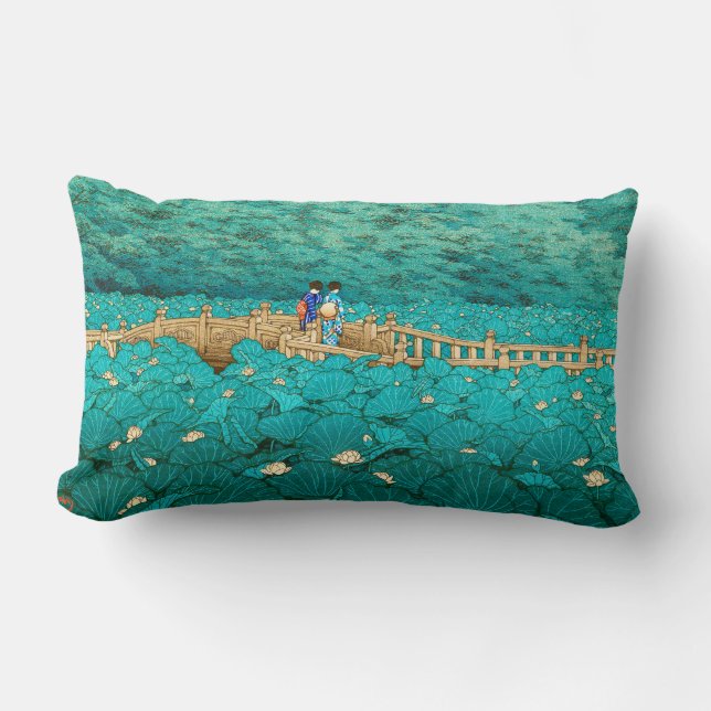 Coussin Rectangle Étang de Benten au paysage de Japonais de Shiba (Recto)