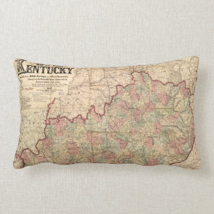 Coussin Rectangle État de carte du Kentucky par James Lloyd (1862)