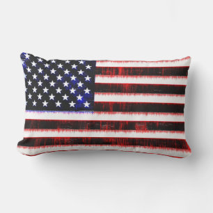 Coussin Rectangle États-Unis - drapeau américain, sculpté en fourrur