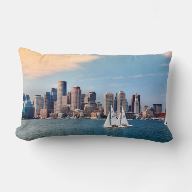 Coussin Rectangle États-Unis, Massachusetts. Skyline du front de mer (Recto)