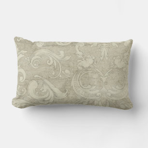 Coussin Rectangle Été au chalet Vintage Damask Scroll en bois