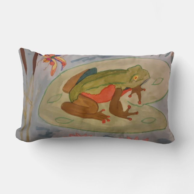Coussin Rectangle Été Étang de grenouilles (Recto)