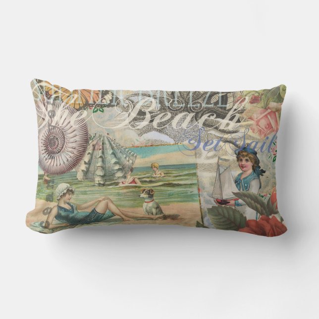 Coussin Rectangle été plage vintage pieuvre antique voile (Recto)