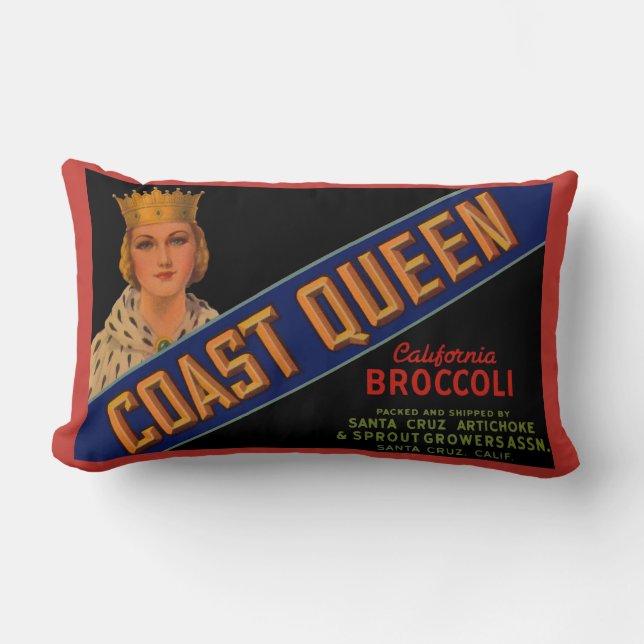Coussin Rectangle étiquette de caisse de brocolis Coast Queen des an (Recto)