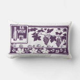 Coussin Rectangle Étiquette de vin français vintage   Vignoble rusti