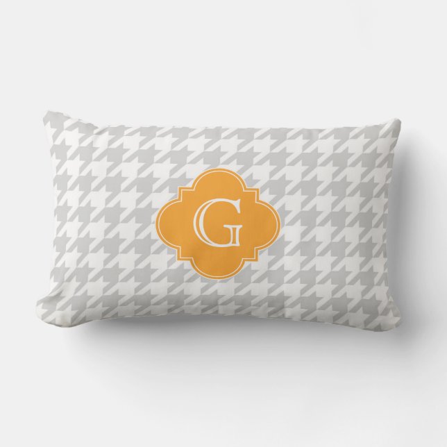 Coussin Rectangle Étiquette Lt Grey Whooth Houndstooth Cantaloupe Mo (Recto)
