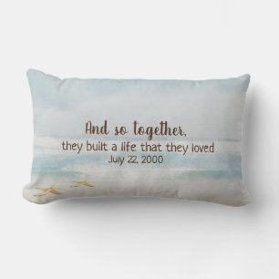 Coussin Rectangle étoile de mer sur la plage océanique aquarelle