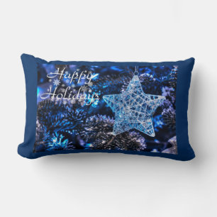 Coussin Rectangle Étoile de Noël en argent de l'ornement de Bethléem