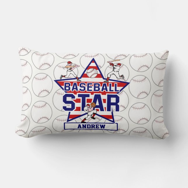 Coussin Rectangle Étoile et rayures de base-ball personnalisées (Recto)