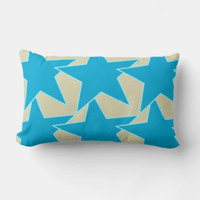 Coussin Rectangle Etoile moderne géométrique - bleu et bronze cerule (Recto)