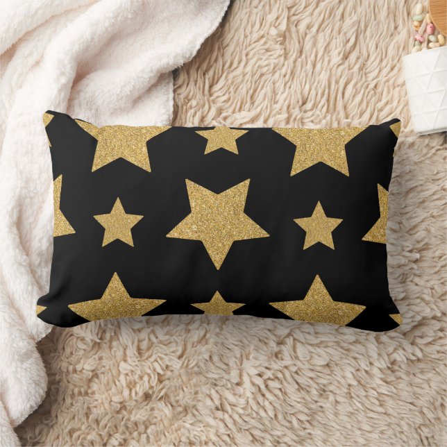 Coussin Rectangle Étoile Pailletée Or Glamour et Élégante (Couverture)