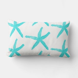 Coussin Rectangle Étoiles de mer sarcelle bleu blanc motifs mignons 