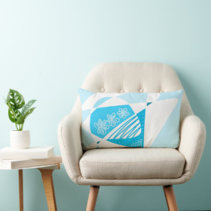 Coussin Rectangle Étoiles Et Rayures Abstraites : Bleu Blanc 2
