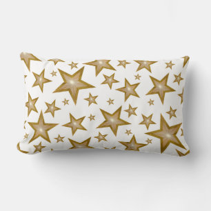 Coussin Rectangle Étoiles "Or" Texte blanc soutien lombaire doré