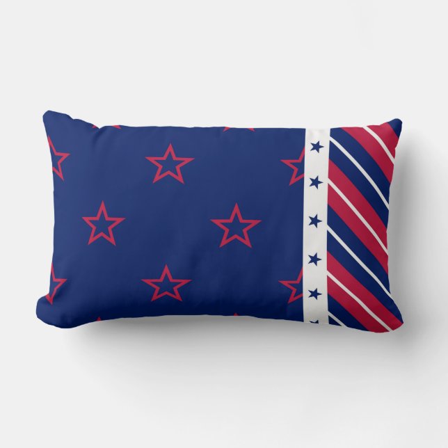 Coussin Rectangle Étoiles patriotiques Grandes Patriotique Décor rou (Recto)