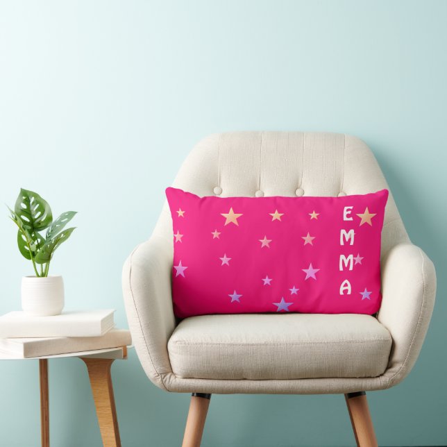 Coussin Rectangle étoiles roses personnalisées (Chaise)