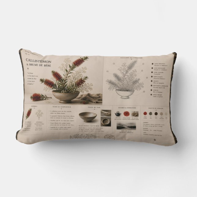 Coussin Rectangle Étude d'Ikebana n° 27 Bottlebrush & Branche sauvag (Recto)