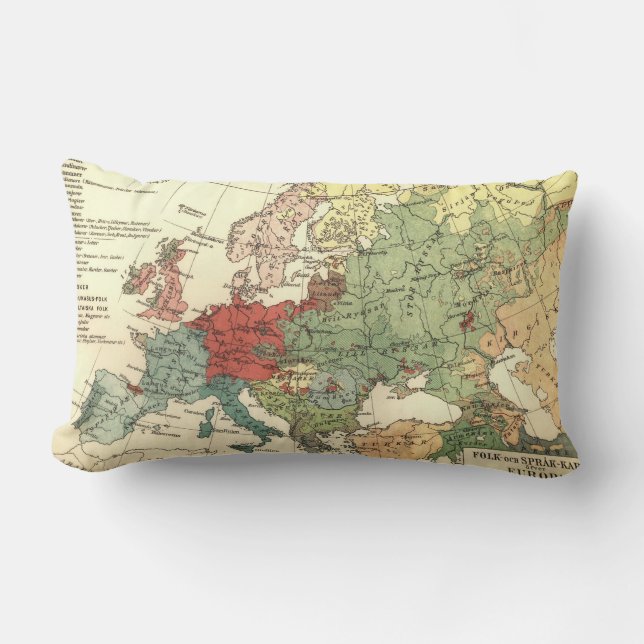 Coussin Rectangle Europe Carte Pays Antique Mondiale (Recto)