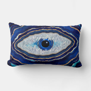 Coussin Rectangle Evil Bleu Agate Géode Ditital Art
