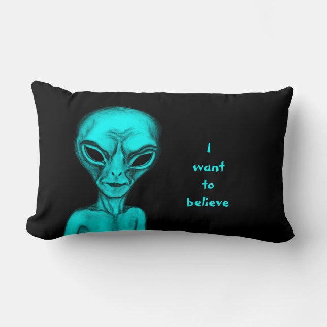 Coussin Rectangle Extraterrestre, je veux croire (Recto)