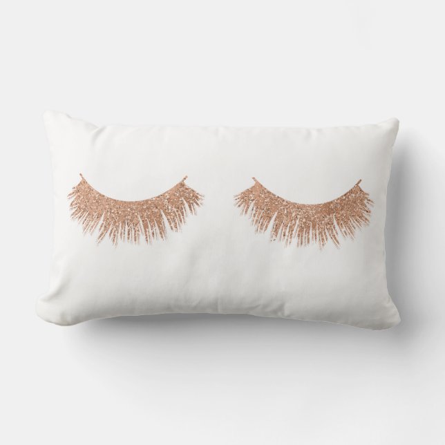 Coussin Rectangle Eyelashes Design Moderne Maquillage Glam Jeu d'ore (Recto)