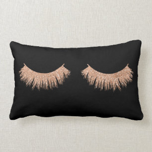 Coussin Rectangle Eyelashes Noir Moderne Design Maquillage Jeu d'Ore
