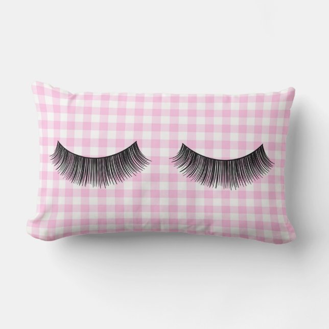 Coussin Rectangle Eyelashes Noirs Sur En vichy (Recto)