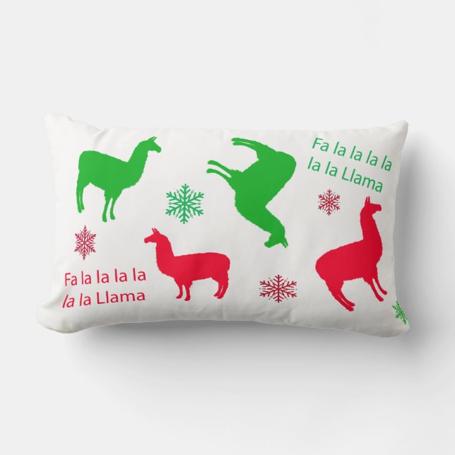 Coussin Rectangle Fa la la la Lama Noël Festive (Recto)