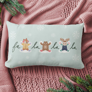 Coussin Rectangle Fa La La Snow Angel Bois Animaux Plaisir Hiver