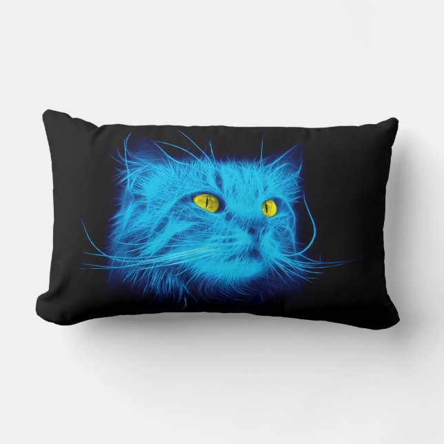 Coussin Rectangle Face de chat bleu (Recto)