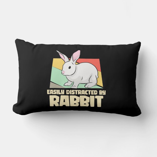 Coussin Rectangle Facilement Distrait Par Le Lapin (Recto)