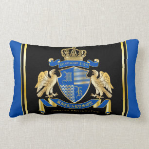 Coussin Rectangle Faites votre propre armoiries Emblème d'aigle bleu