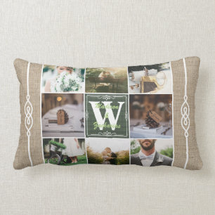 Coussin Rectangle Faites votre propre collage l'épousant rustique