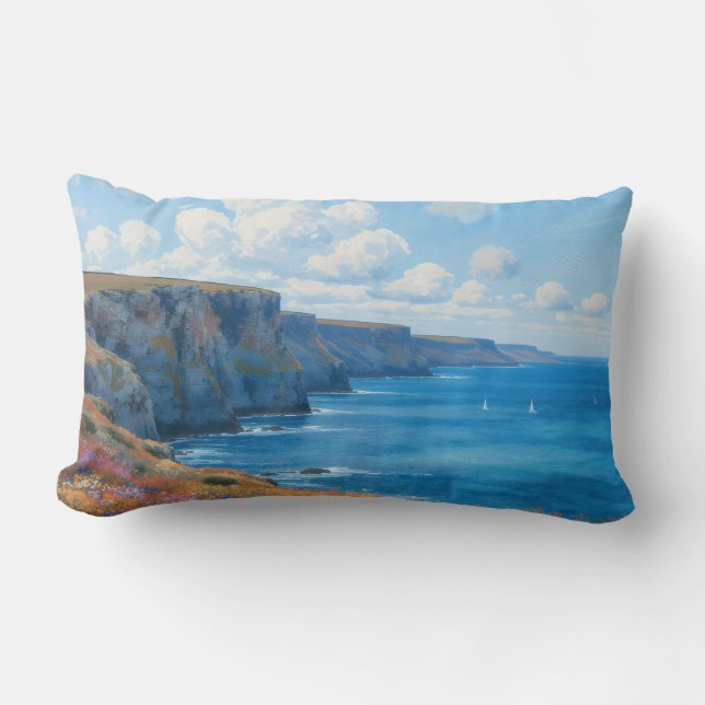 Coussin Rectangle "Falaises d'Endless Horizon" - Un paysage marin ga (Recto)