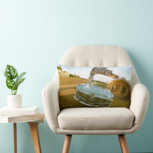 Coussin Rectangle Fameux motel Blue Swallow sur la route 66