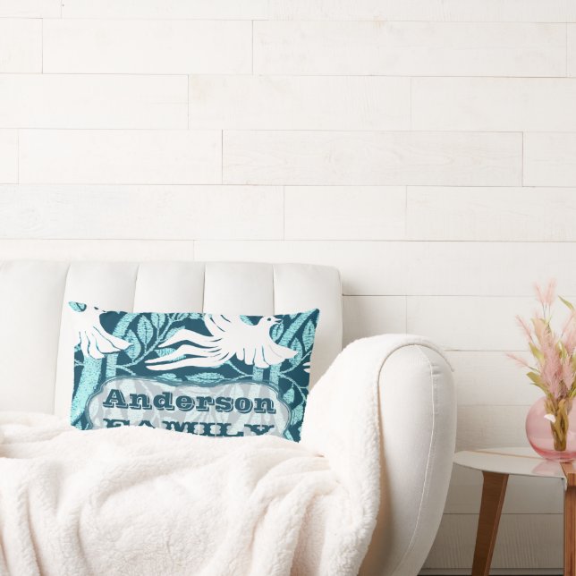 Coussin Rectangle Famille d'Inséparables de colombe personnalisée ét (Canapé)