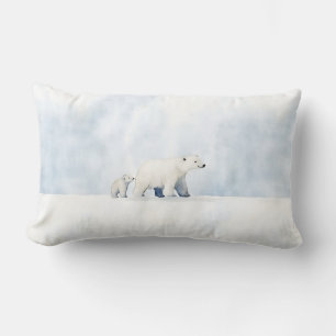 Coussin Rectangle Famille d'ours polaire arctique