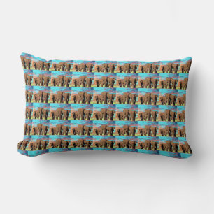Coussin Rectangle Famille Eléphante À Sunrise Motif,