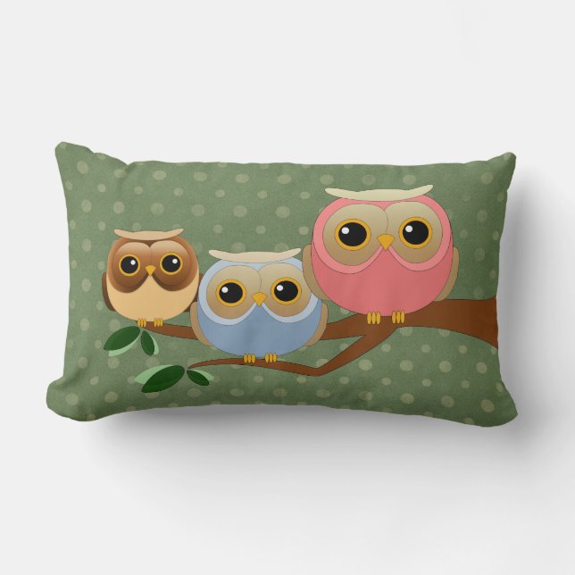Coussin Rectangle Famille mignonne de hibou (Recto)