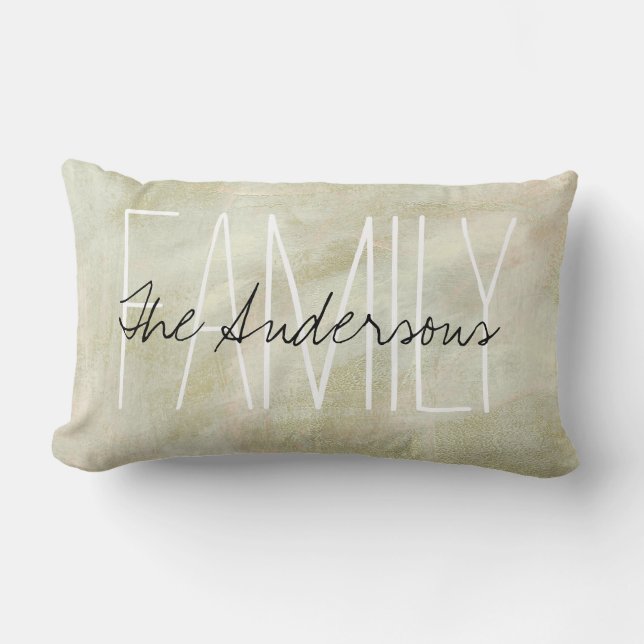 Coussin Rectangle Famille Monogramme Traits de Pinceau Abstraits (Recto)