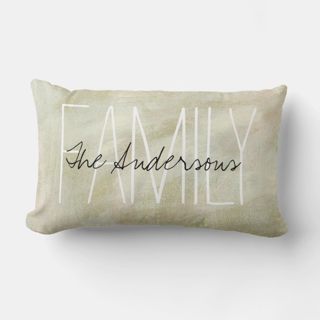 Coussin Rectangle Famille Monogramme Traits de Pinceau Abstraits (Recto)