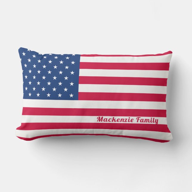 Coussin Rectangle Famille personnalisée par | américaine de drapeau (Recto)