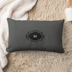 Coussin Rectangle Famille rustique gris foncé monogrammée